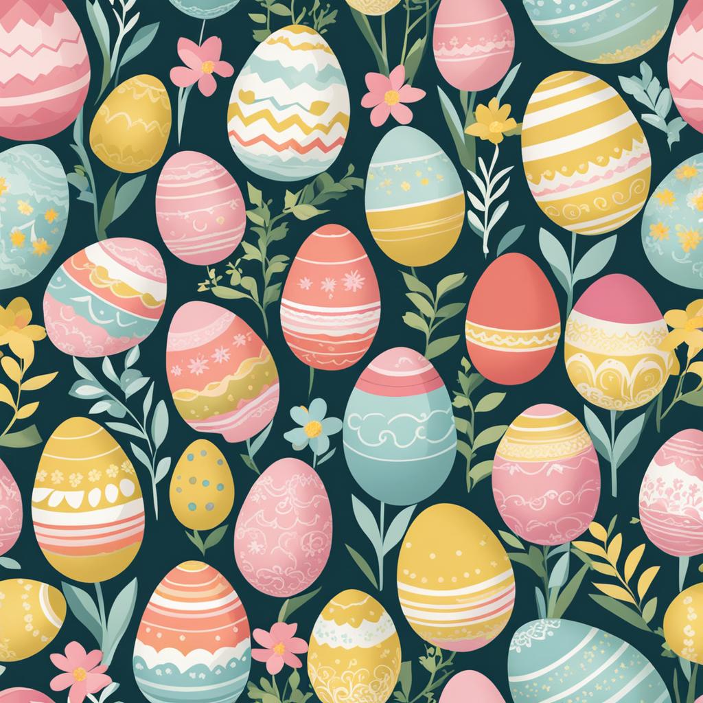 easter clipart,hiding colorful eggs in a whimsical garden 