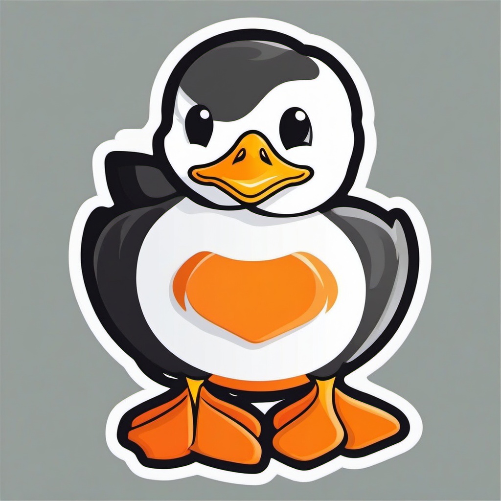 Duck Sticker - A quacking duck with orange beak, ,vector color sticker art,minimal