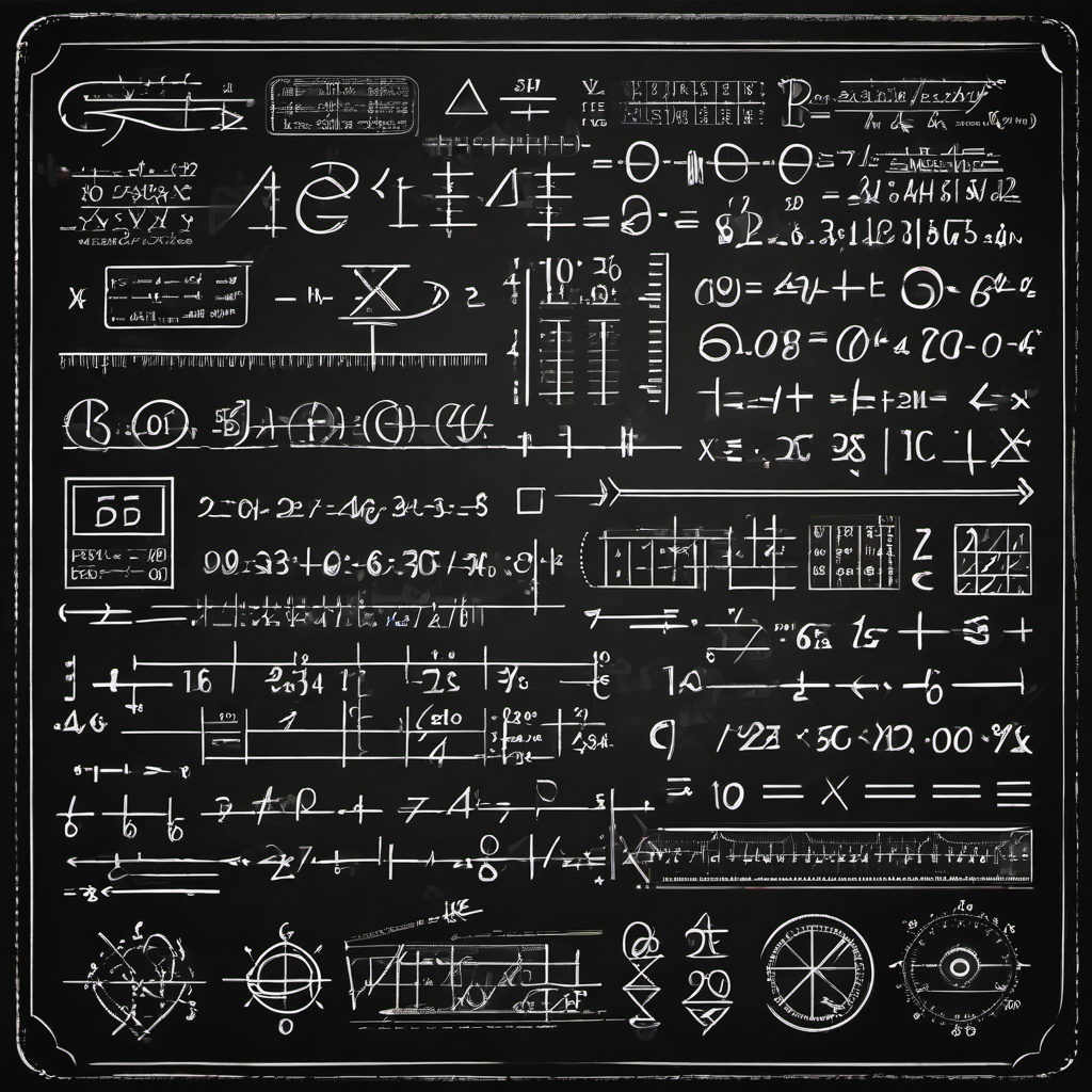 Math clipart - mathematical symbols and equations on a chalkboard  