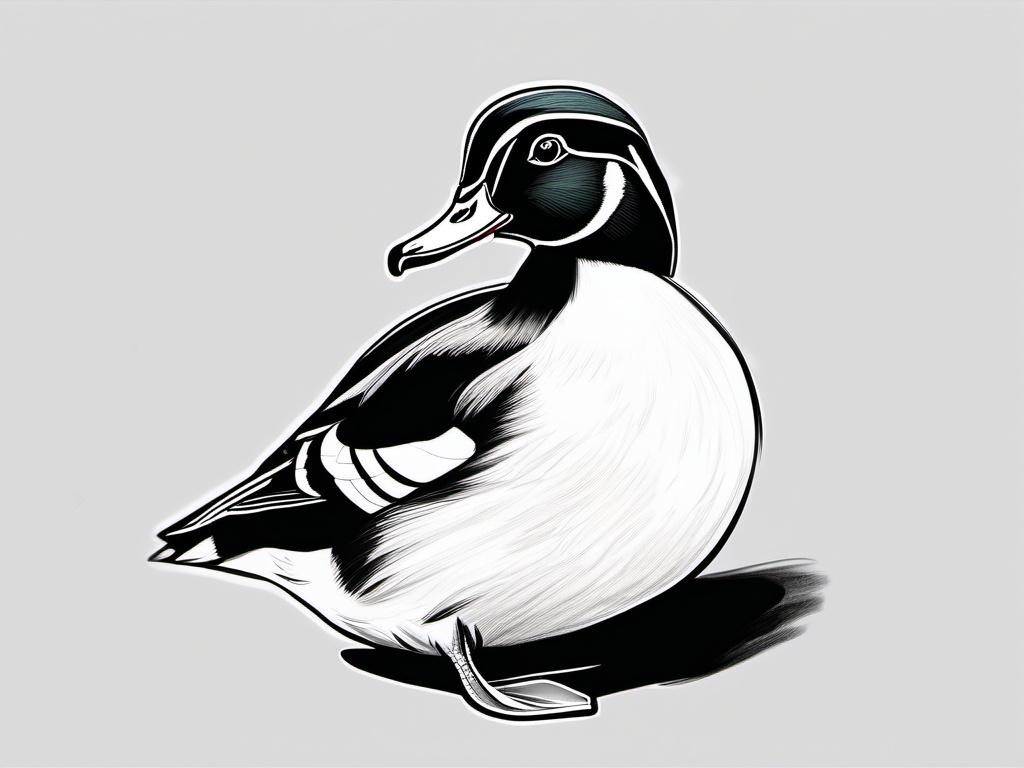 drawing of a wood duck  minimal rough sketch scribbles,doodles,black and white