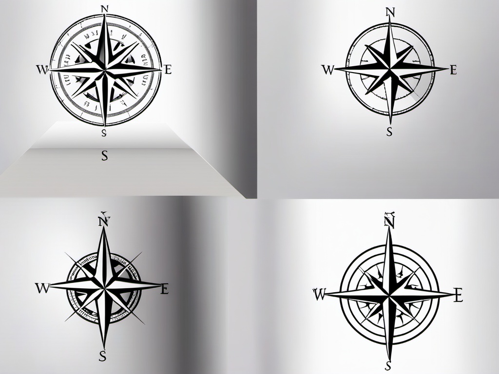 Compass with Coordinates Tattoo - Compass tattoo featuring specific coordinates.  simple vector tattoo,minimalist,white background