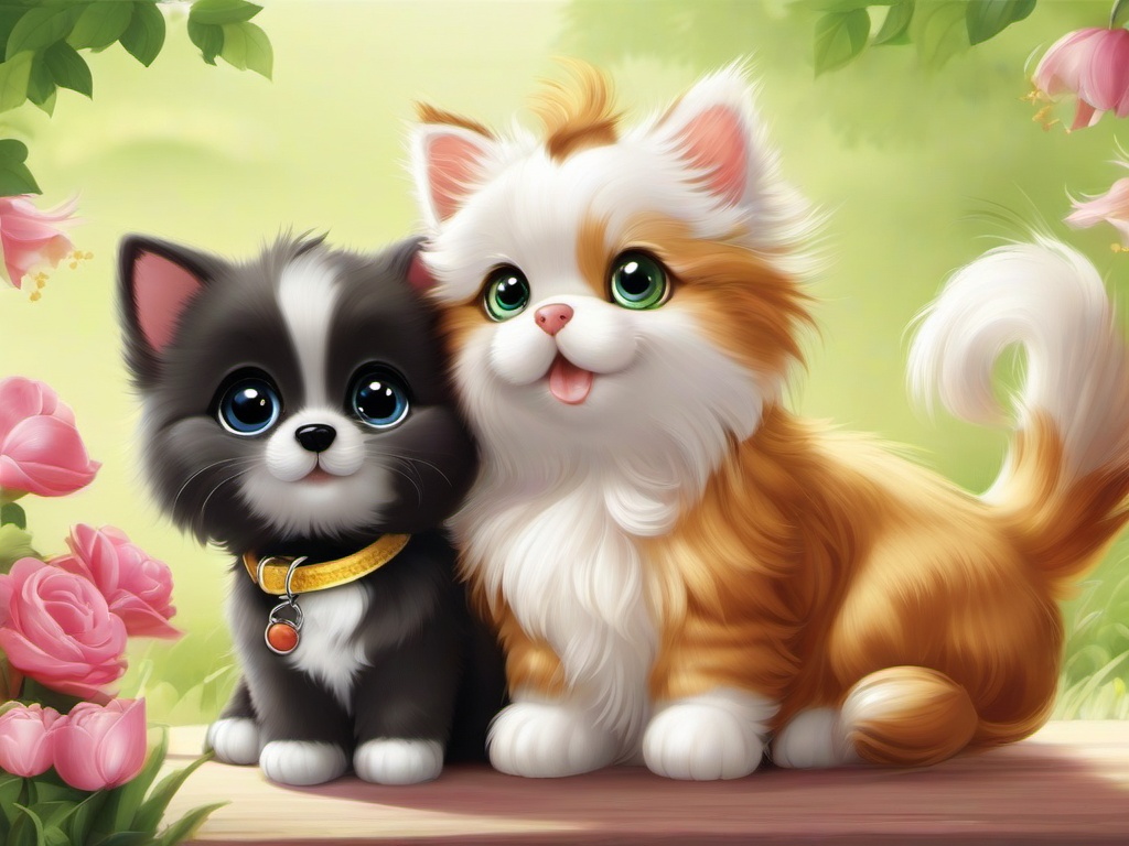 Cute Cat Dog Wallpaper - Cute cat and dog illustrations  ,desktop background wallpaper