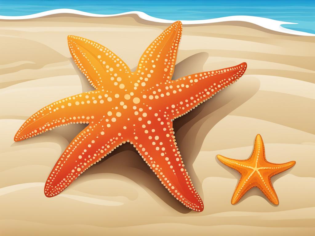 starfish clipart - resting on a sandy ocean floor. 