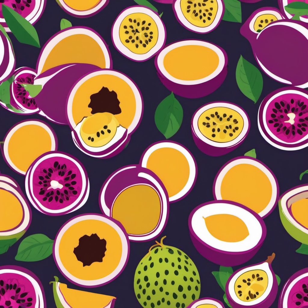 Passion Fruit Halves Clipart - Halves of colorful passion fruit.  color vector clipart, minimal style