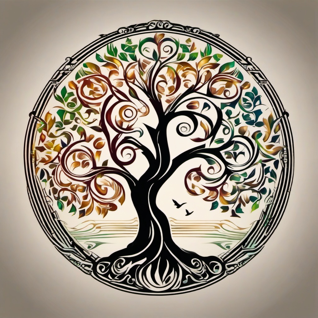 tree of life symbol tattoo  simple vector color tattoo