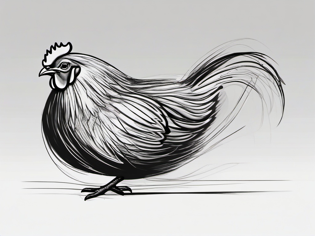 sketch of a chicken  minimal rough sketch scribbles,doodles,black and white