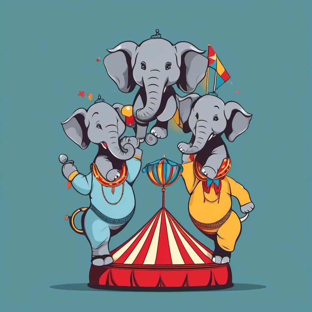 Joking Elephants - Picture elephants telling jokes while balancing on a circus ball. ,t shirt vector design