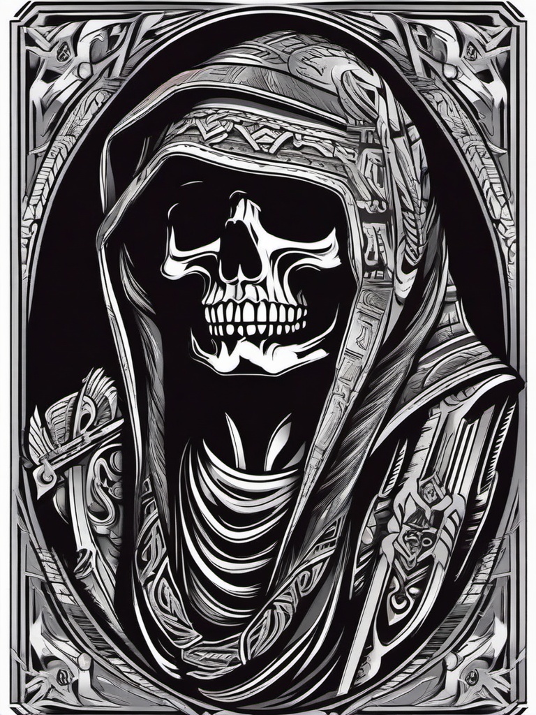 aztec grim reaper tattoo  simple vector color tattoo