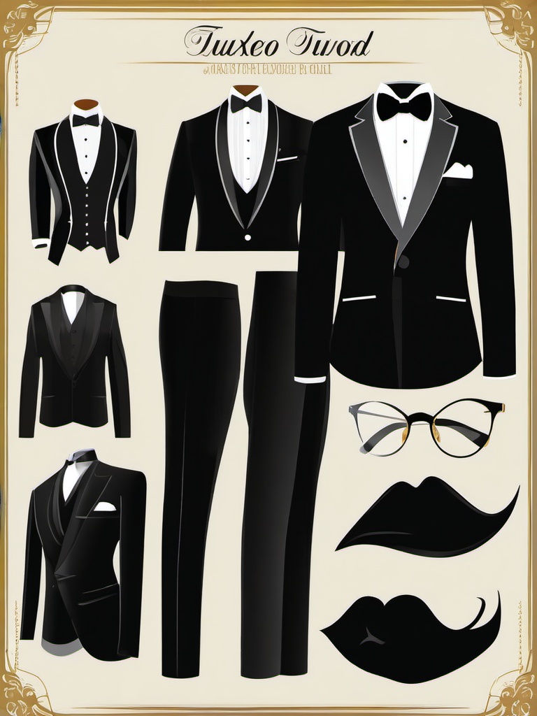 Tuxedo clipart - Classic black tuxedo for the groom, ,vector color clipart,minimal