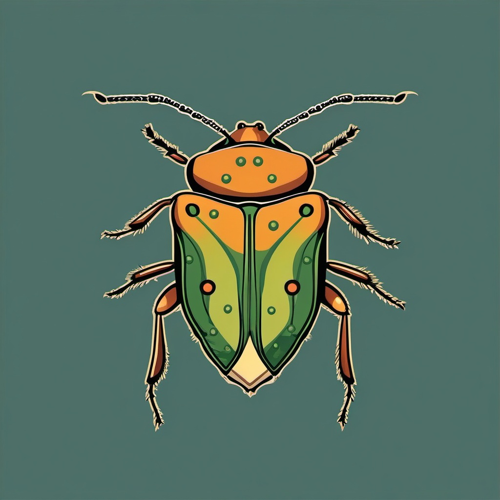 Stink Bug Clip Art - A stink bug releasing an odor,  color vector clipart, minimal style