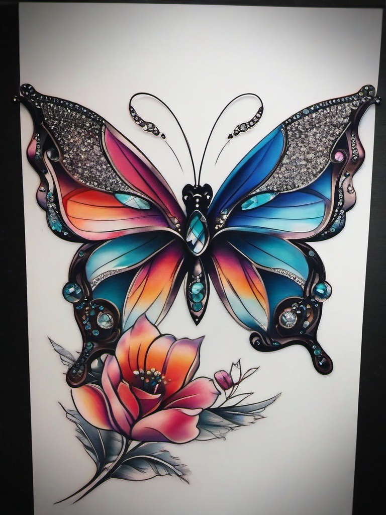 crystal butterfly tattoo  