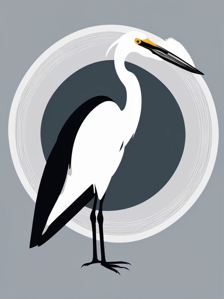 Egret Clipart - Egret in its elegant breeding plumage , minimal, 2d