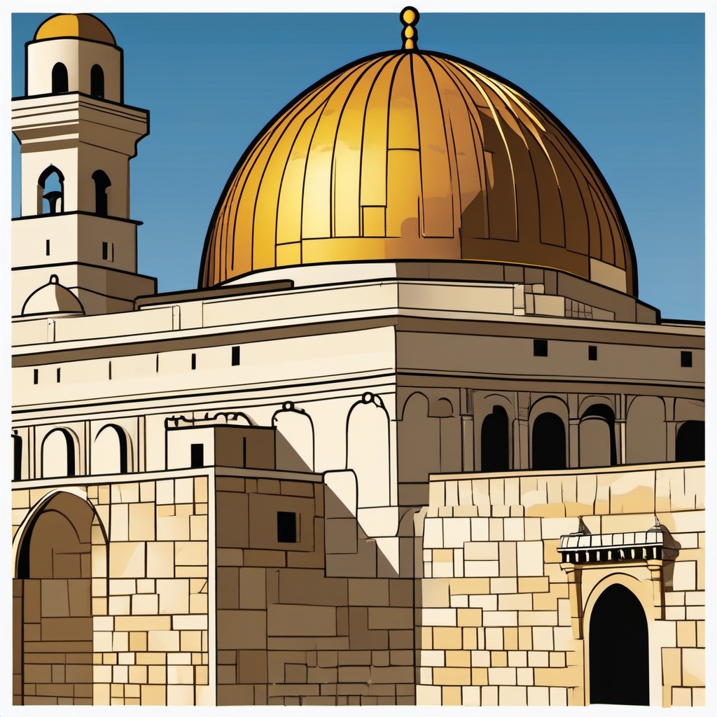 Jerusalem clipart - Western Wall and Dome of the Rock in Israel, ,color clipart vector style