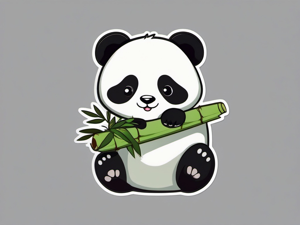 Kawaii Panda sticker- Bamboo-munching Cuteness, , color sticker vector art