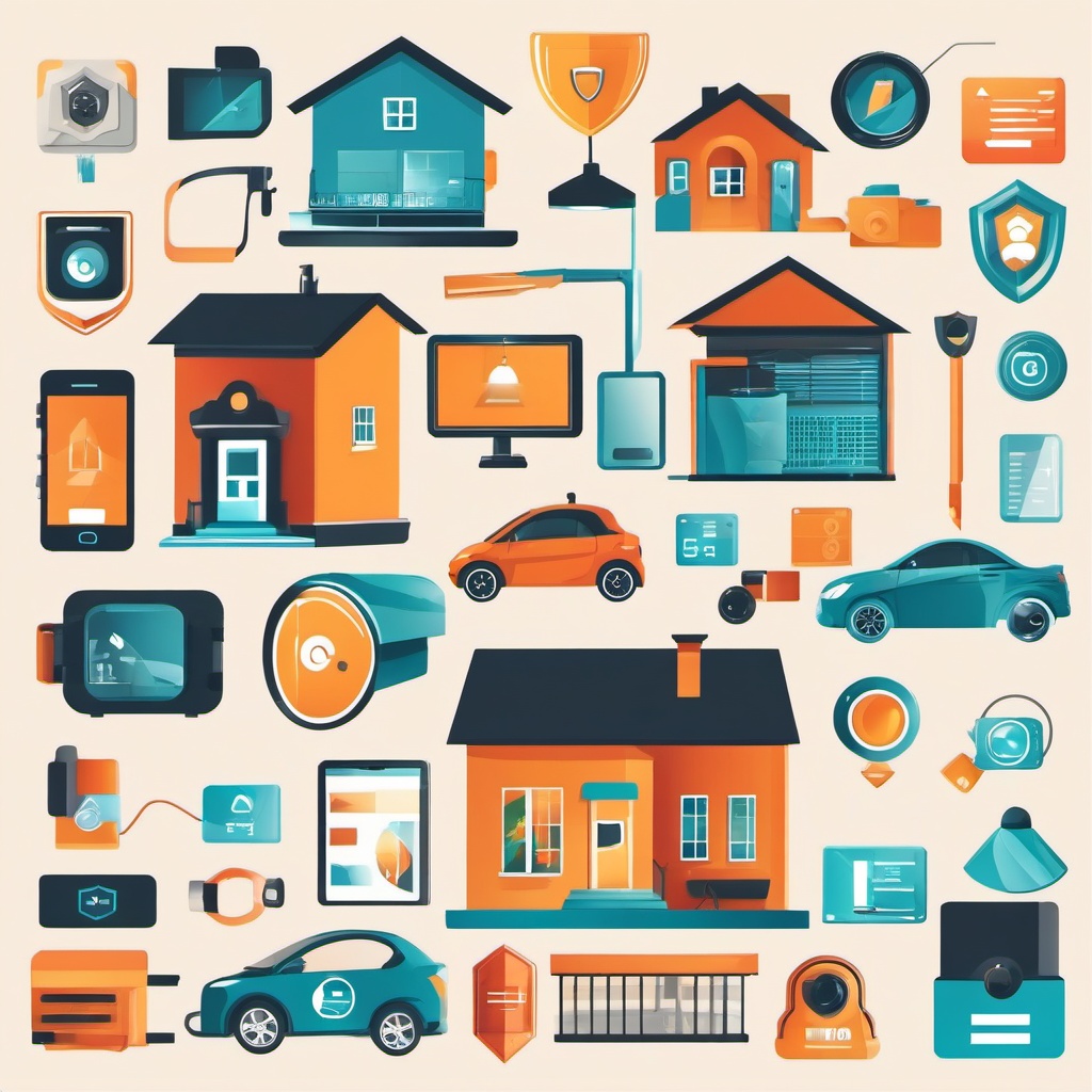 Smart Home Security clipart - Smart home security and surveillance, ,vector color clipart,minimal