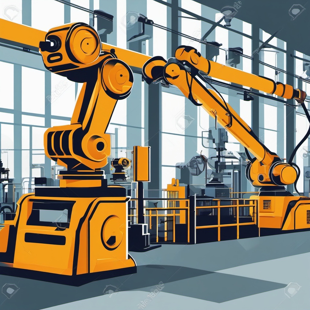 Industrial Robotics clipart - Industrial robotics in a factory, ,vector color clipart,minimal