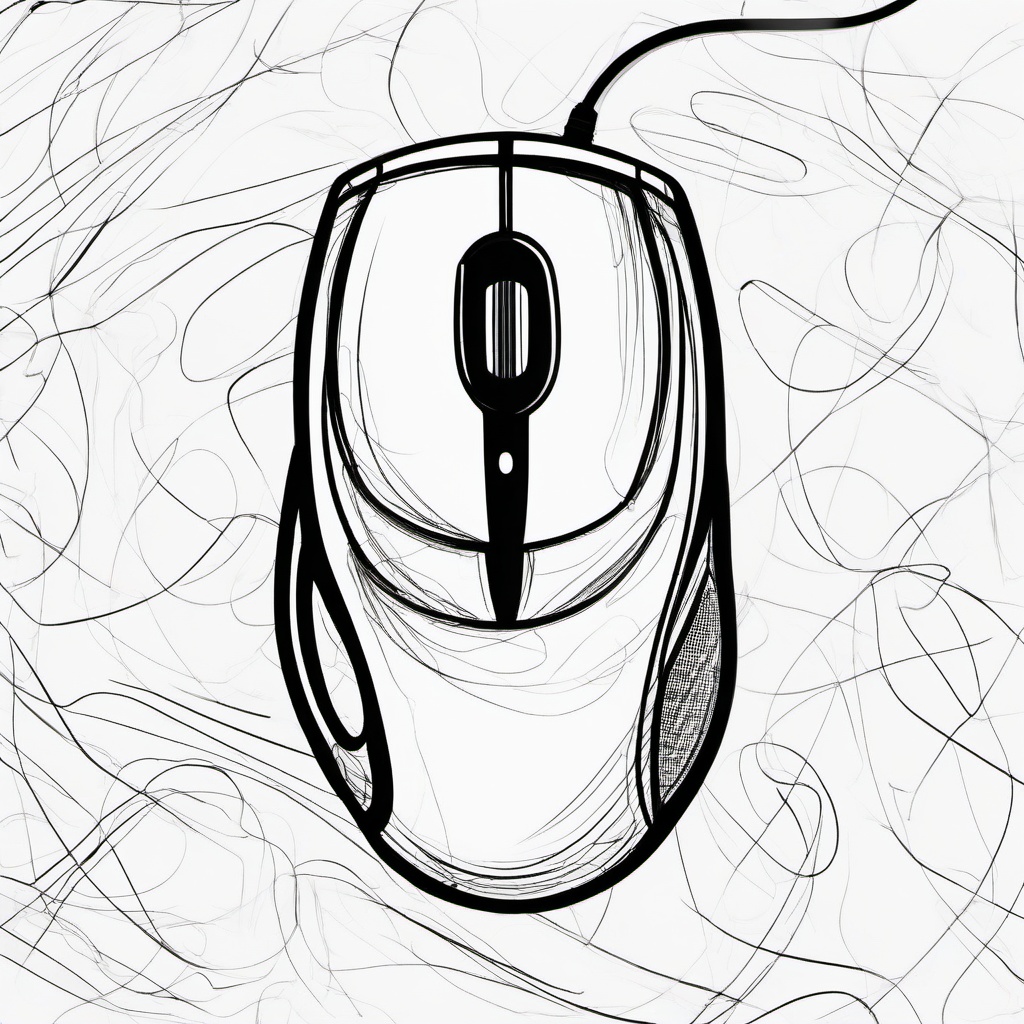 simple drawing of computer mouse  minimal rough sketch scribbles,doodles,black and white