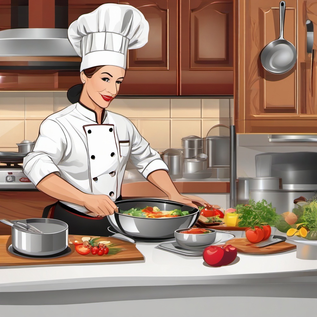 Food clipart - chef preparing a meal in a kitchen  