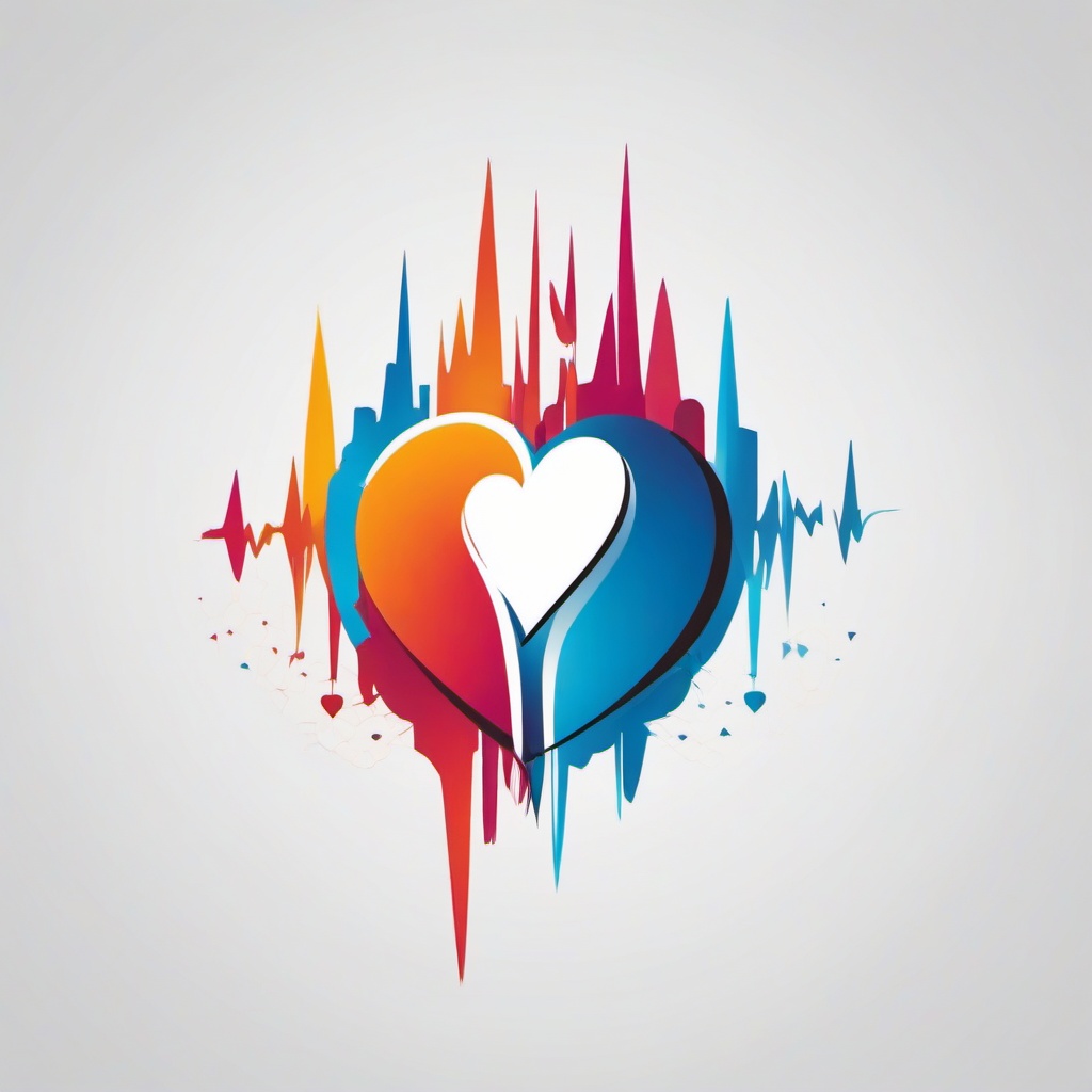 Family Heartbeat Tattoo - Celebrate family bonds with a heartbeat-themed tattoo that represents the rhythm of familial connections.  simple vector color tattoo,minimal,white background