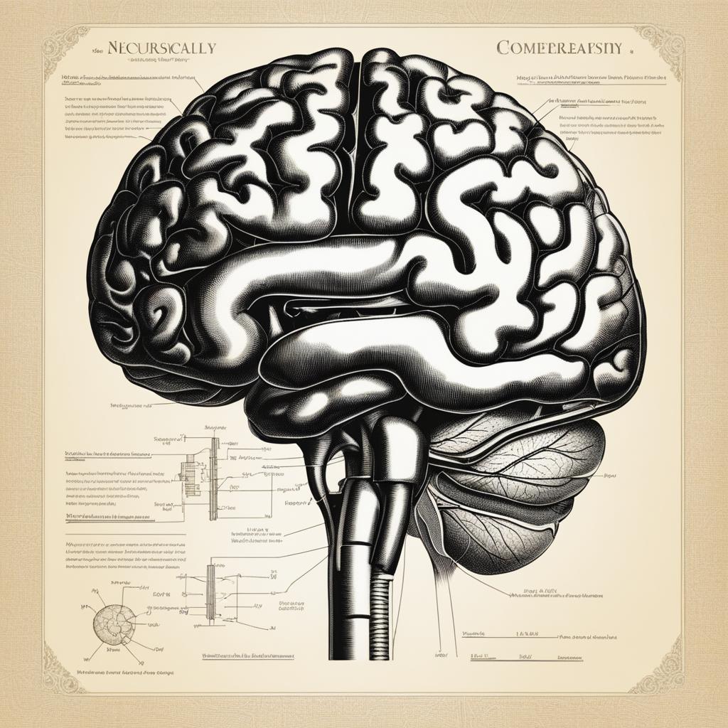 brain clip art - an anatomical brain illustration, on the pages of a neuroscience researcher's laboratory 