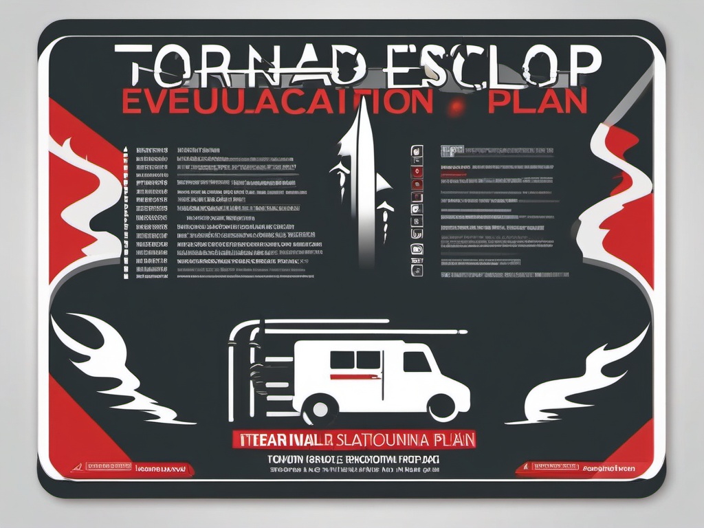 Tornado evacuation plan sticker- Safety and escape, , sticker vector art, minimalist design