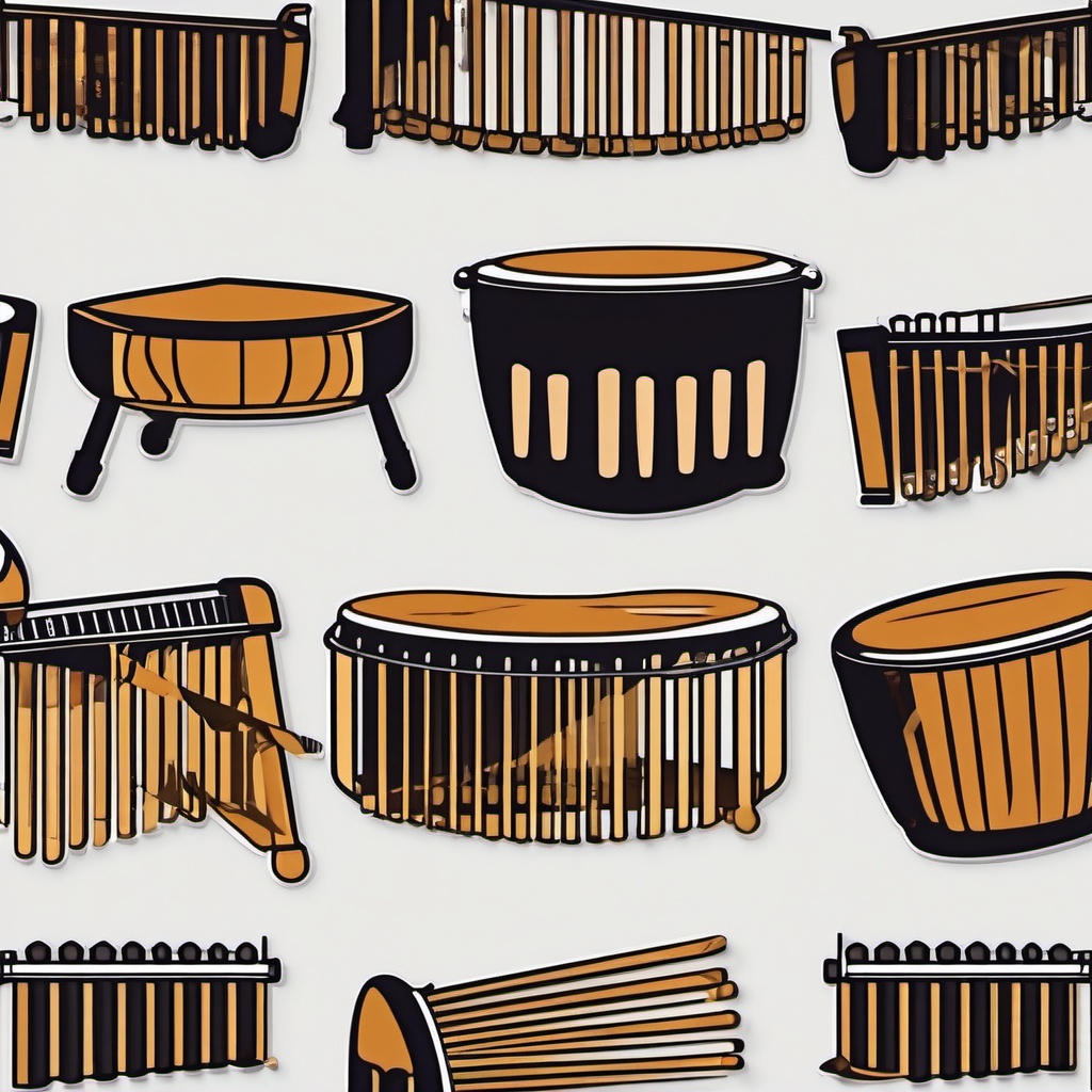 Marimba Sticker - Producing melodic and percussive tunes with the marimba, , sticker vector art, minimalist design