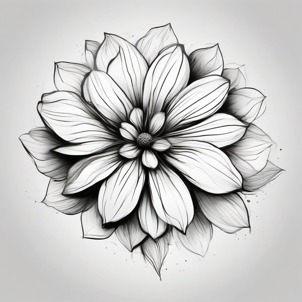 drawing of a flower with petals  minimal rough sketch scribbles,doodles,black and white