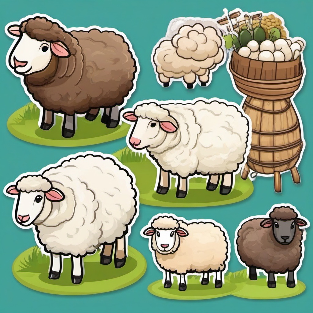 Shropshire Sheep cartoon - dual-purpose sheep for meat and wool  cartoon sticker style