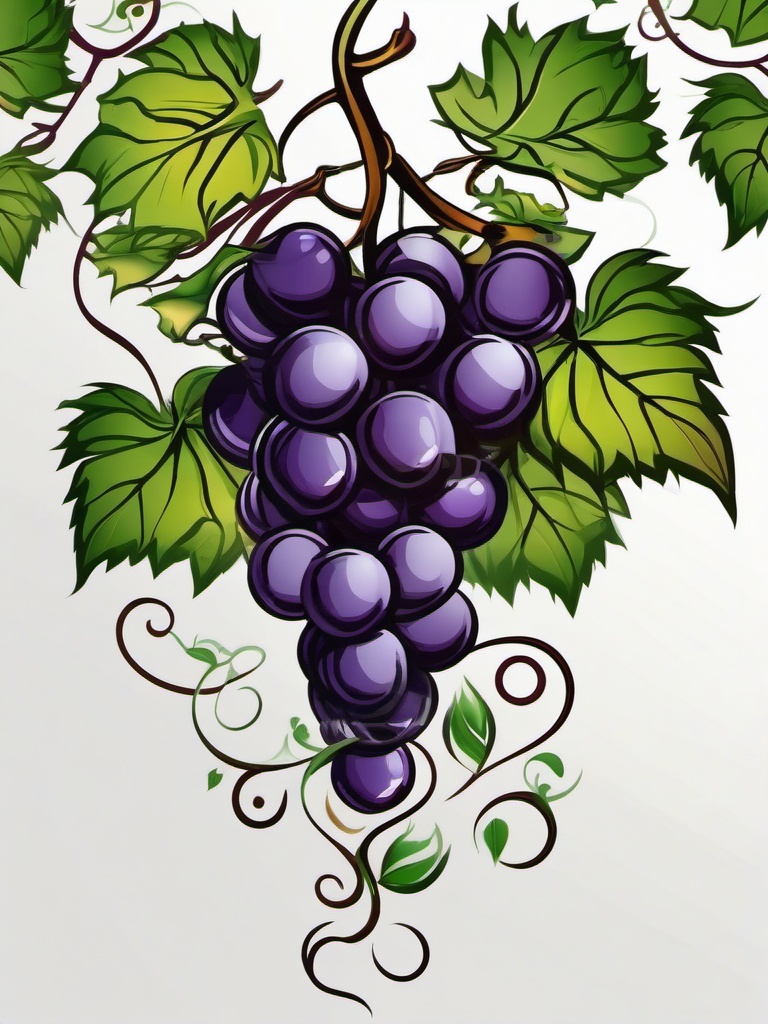 grape vine tattoo  simple vector color tattoo