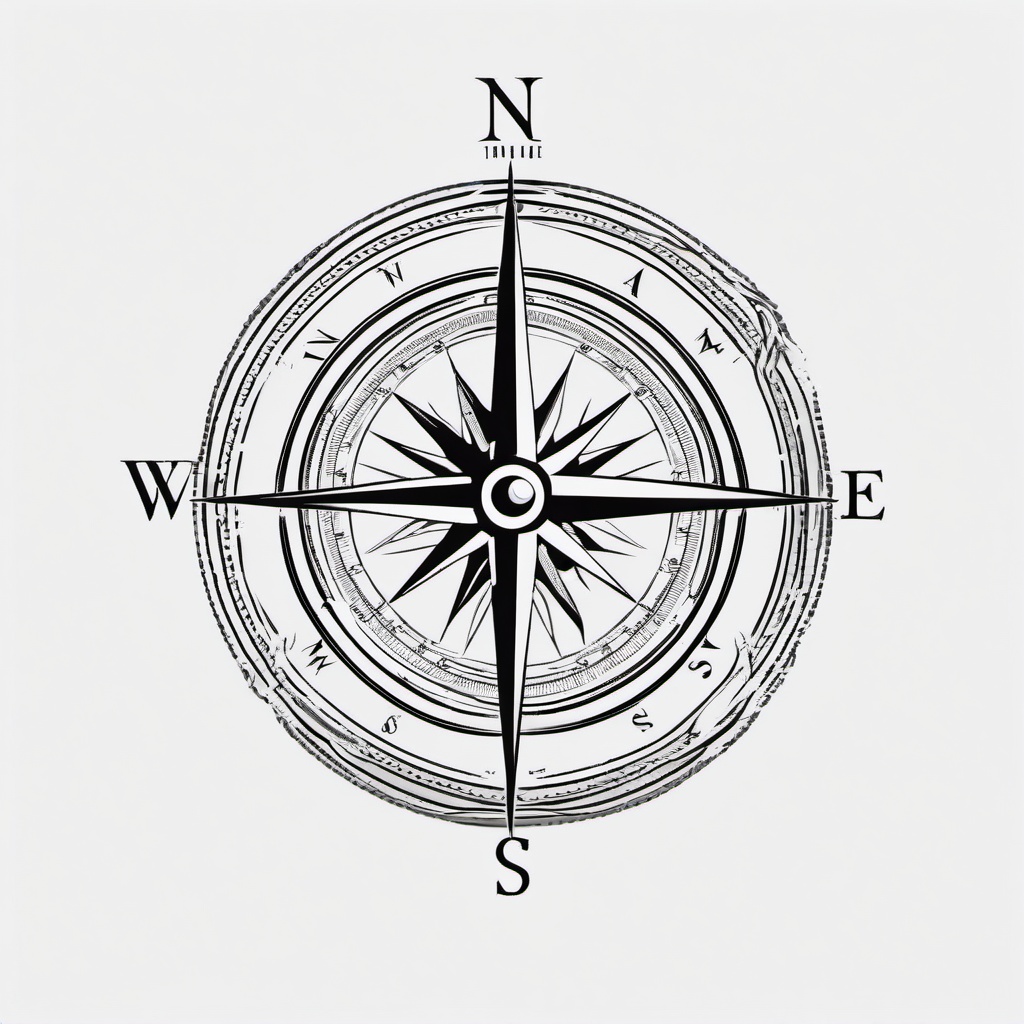 Compass with Anchor Tattoo - Compass tattoo combined with an anchor.  simple vector tattoo,minimalist,white background