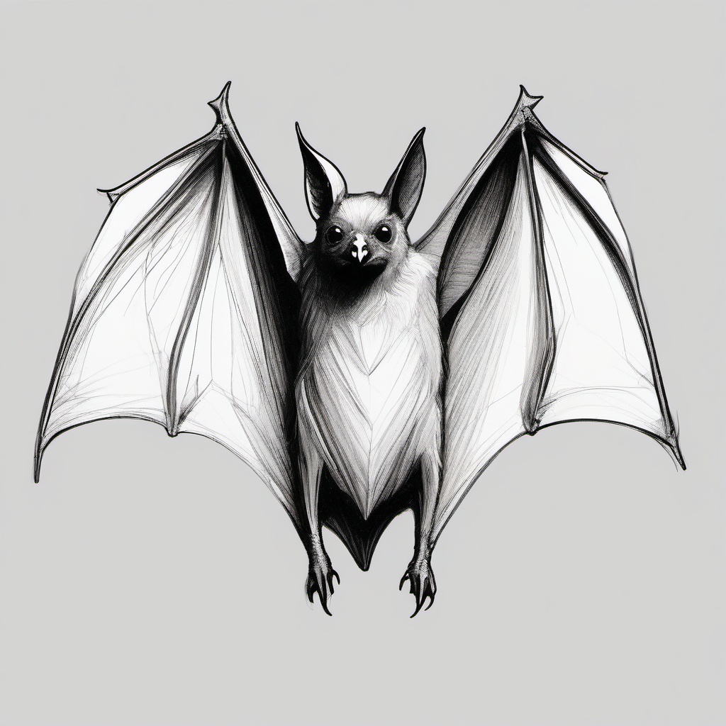 drawing of a Serotine bat  minimal rough sketch scribbles,doodles,black and white