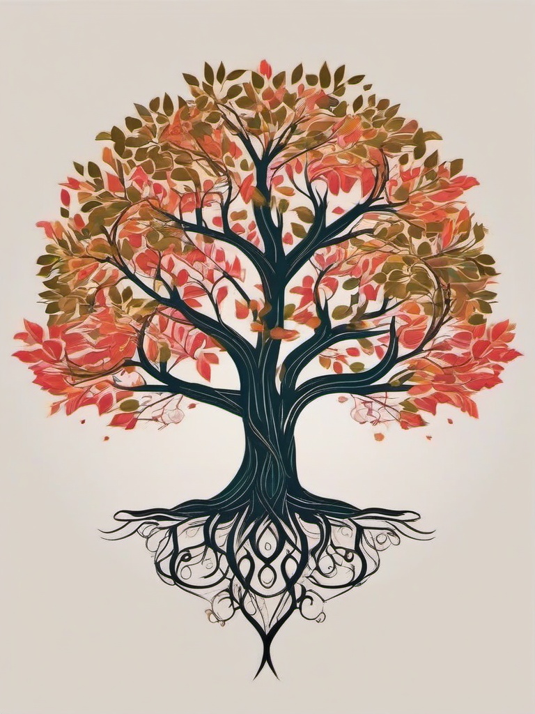 matching tree tattoo  simple vector color tattoo