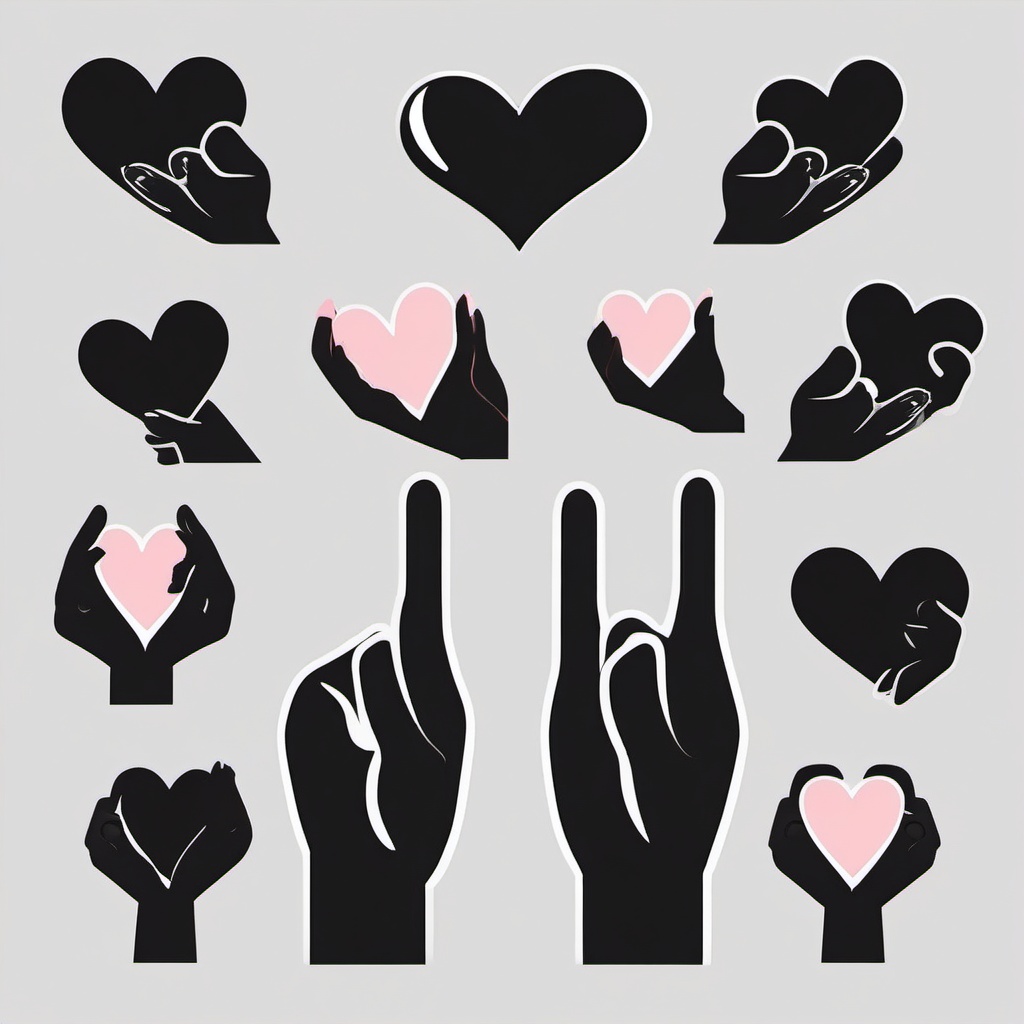 Heart Hands Sign Emoji Sticker - Expressing love through hand gestures, , sticker vector art, minimalist design