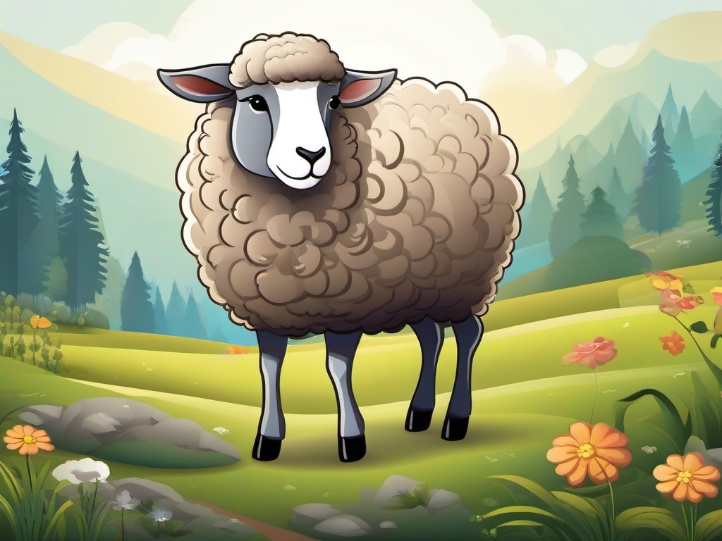 Sheep cartoon - wooly animal with a gentle nature  