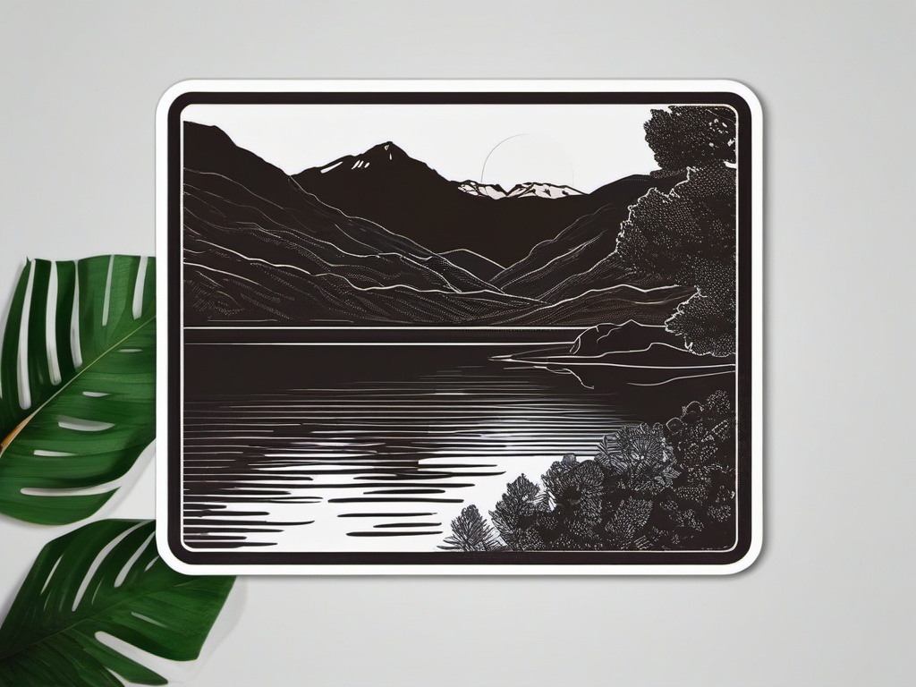 Lake Como sticker- Picturesque lake in the Italian Alps, , sticker vector art, minimalist design