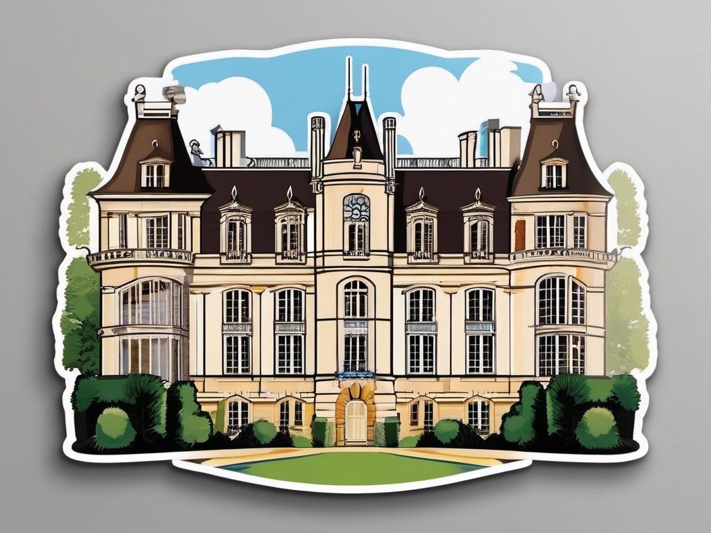 French Chateau Sticker - Transport yourself to the Loire Valley with the majestic and French chateau sticker, , sticker vector art, minimalist design