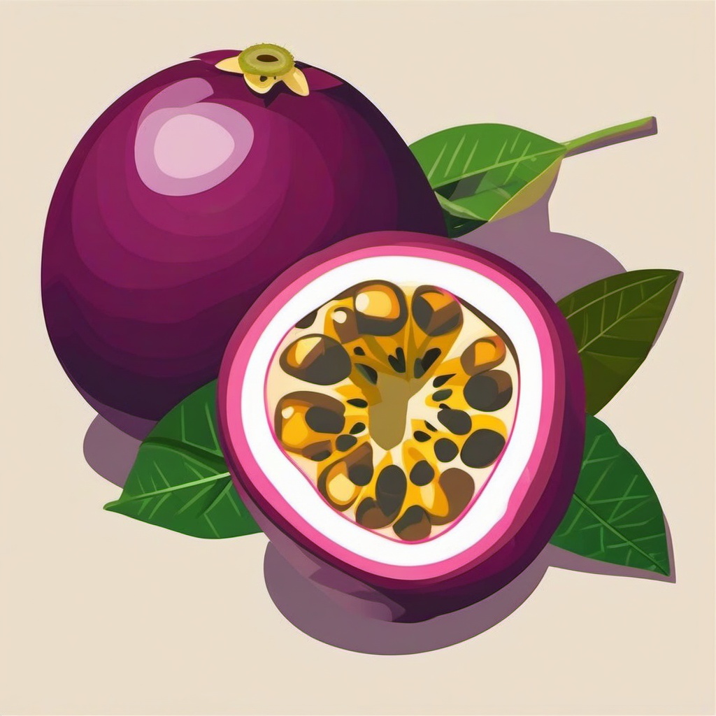 Passion Fruit Clipart - Exotic and colorful passion fruit.  color vector clipart, minimal style