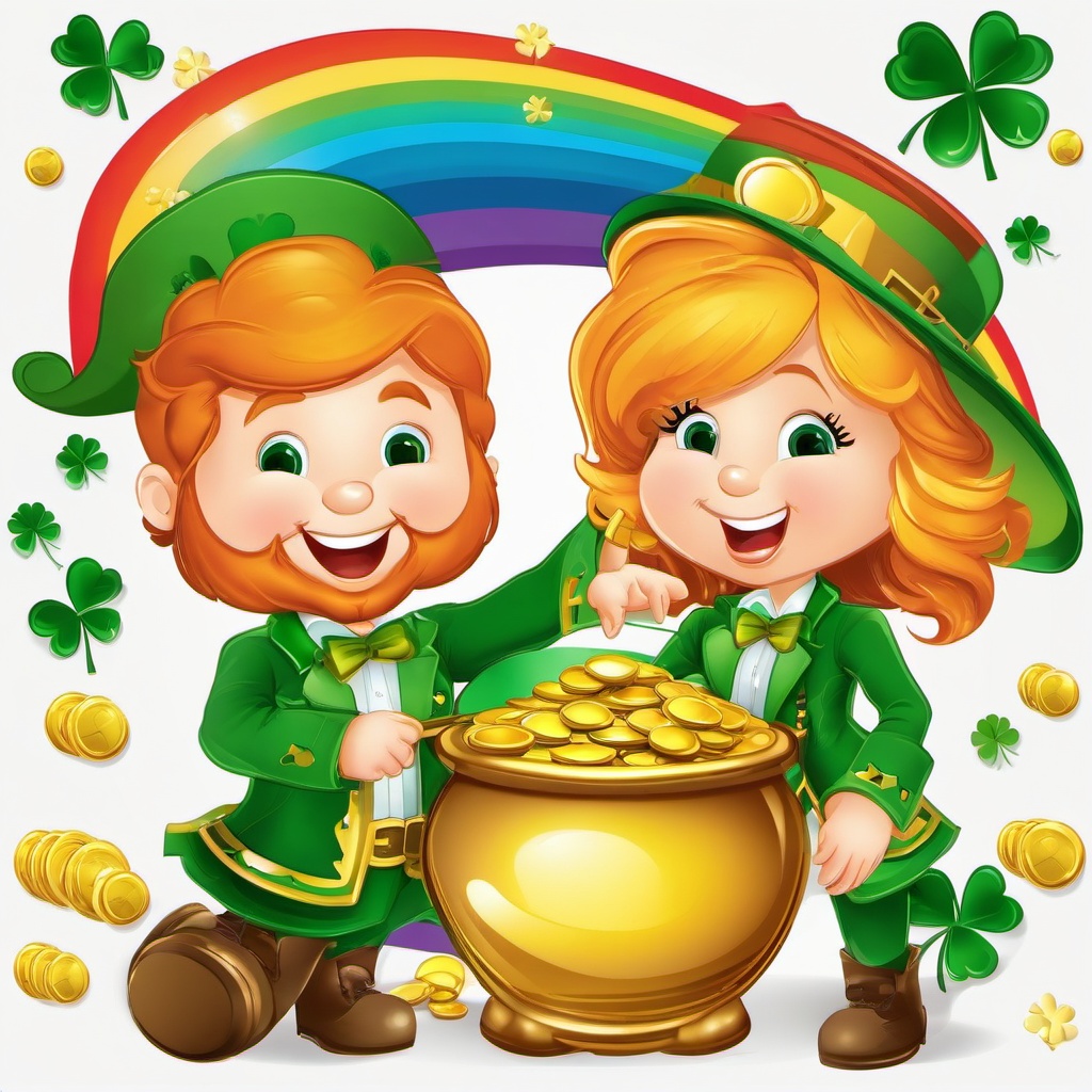 St. Patrick's Day clipart - rainbow with a pot of gold  