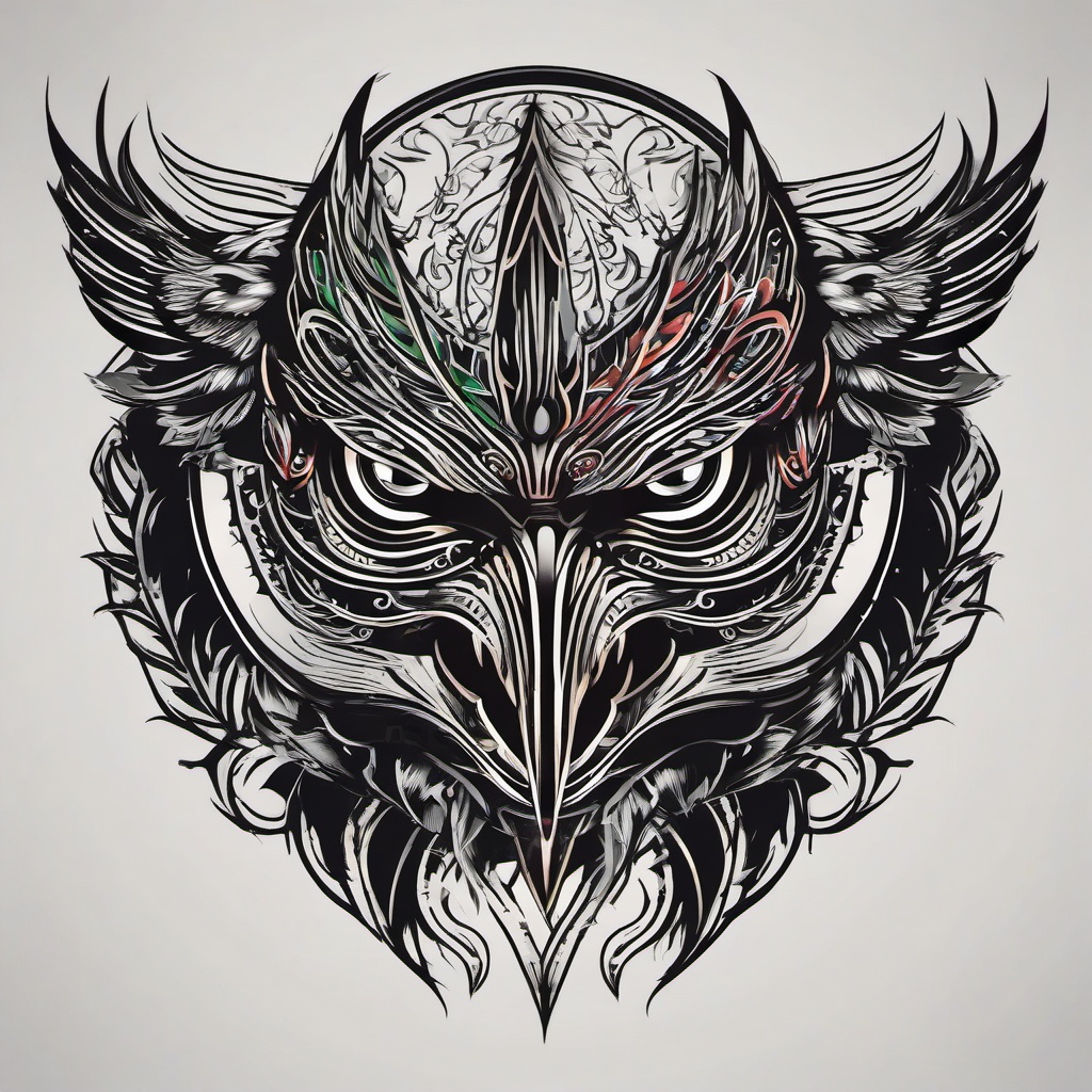 crow mask tattoo  simple vector color tattoo