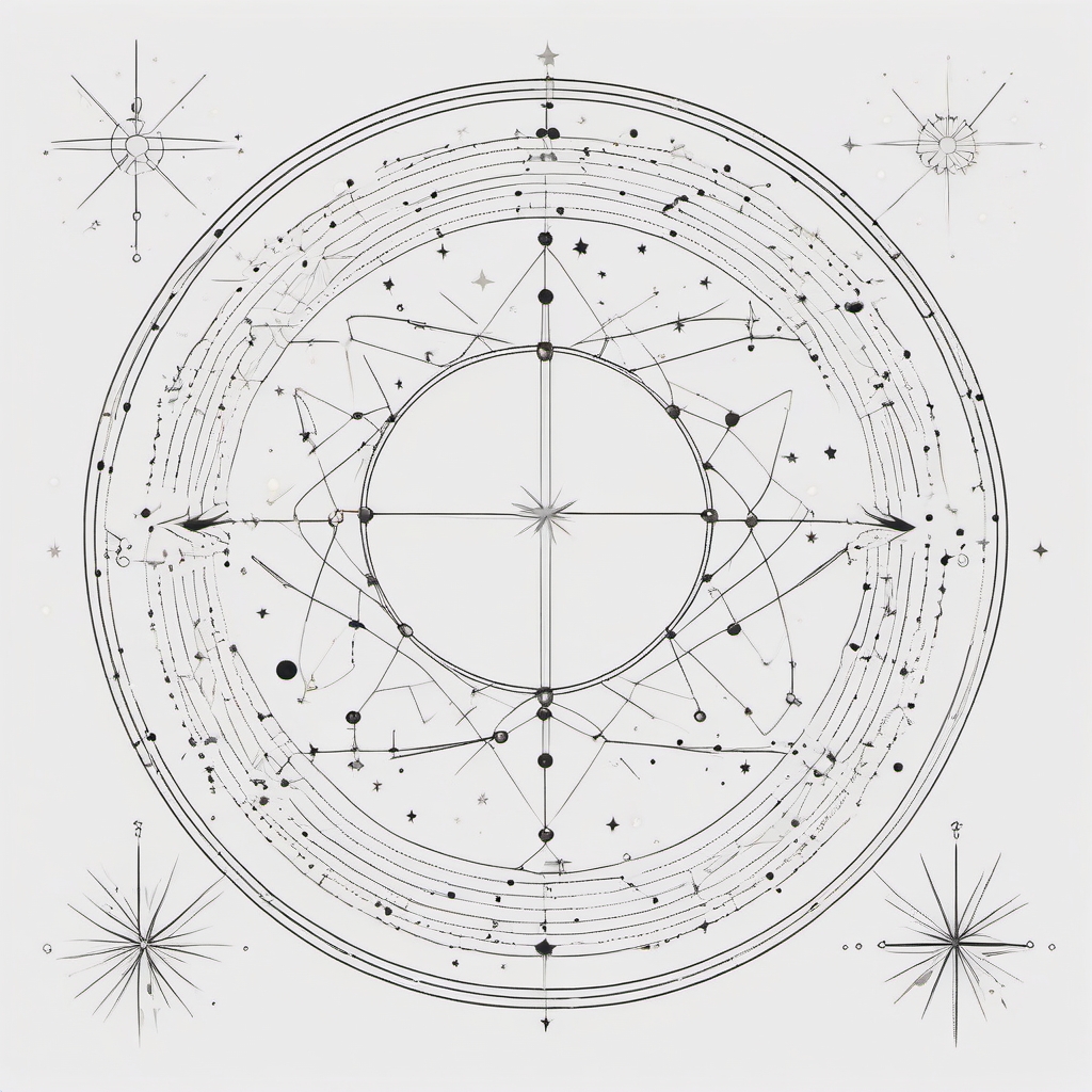 Galactic Constellations - Connect the dots of your destiny with a tattoo featuring celestial constellations.  outline color tattoo,minimal,white background