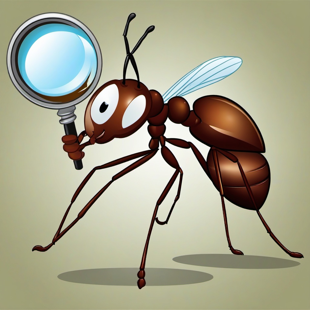 Ant clipart - ant under a magnifying glass  clipart