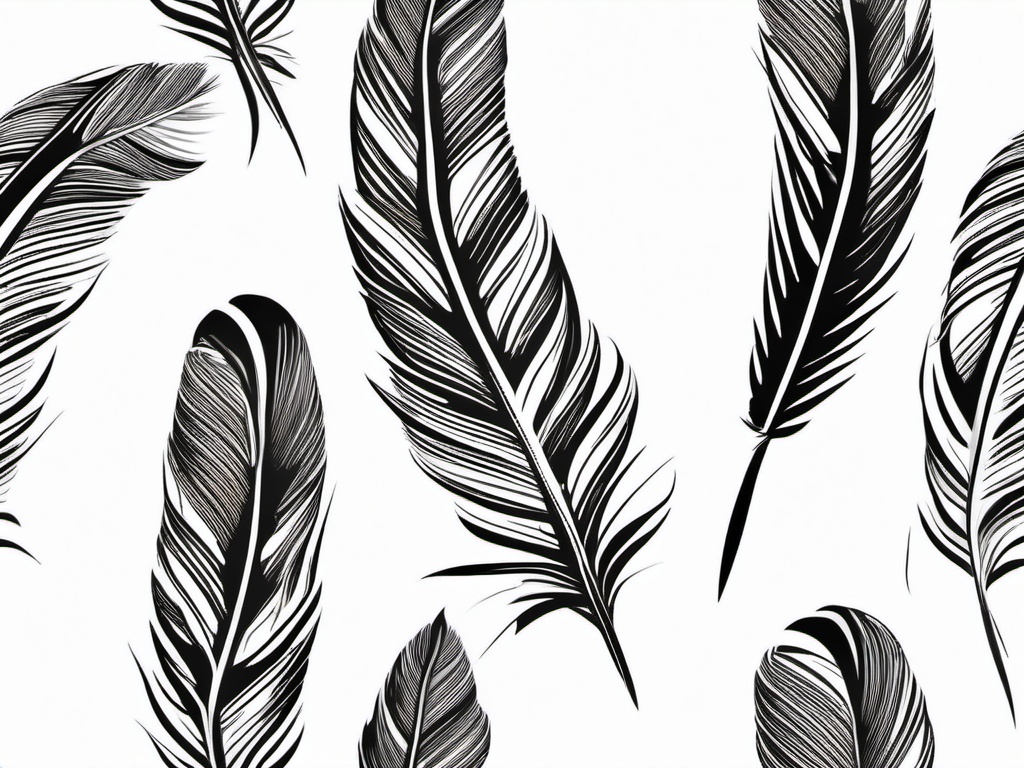 Feather Tattoo Native American - Native American-inspired feather.  simple vector tattoo,minimalist,white background