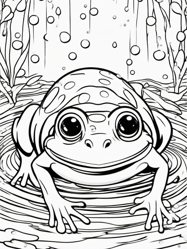 Frog Coloring Pages - Frog catching raindrops on its tongue  simple coloring pages