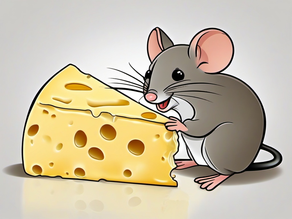 Mouse Cartoon - Cartoon of mouse nibbling on cheese  