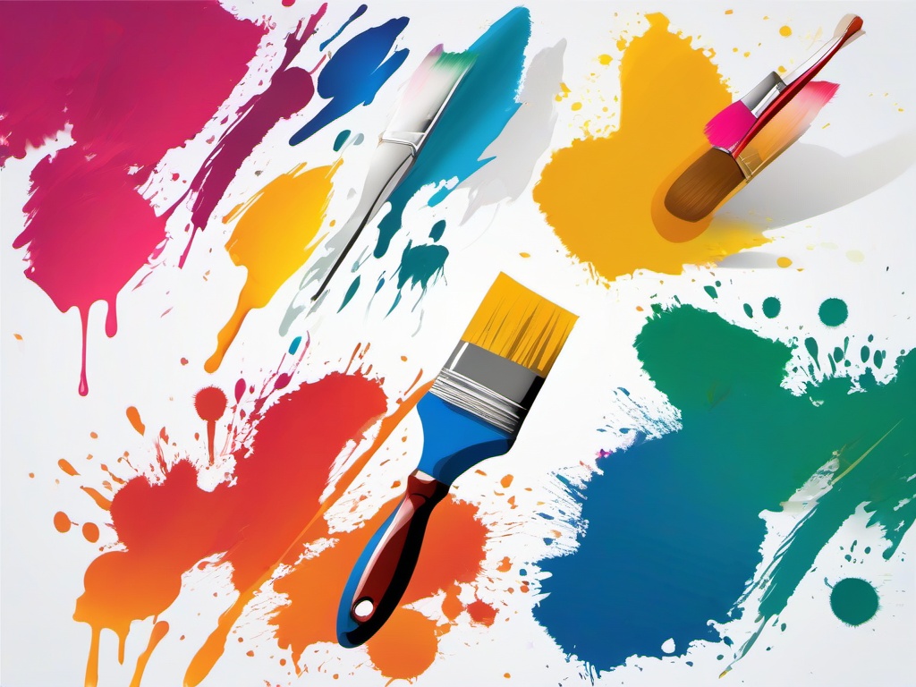 Paint Brush clipart - splashes of paint from a brush on canvas  color,minimalist,vector clipart