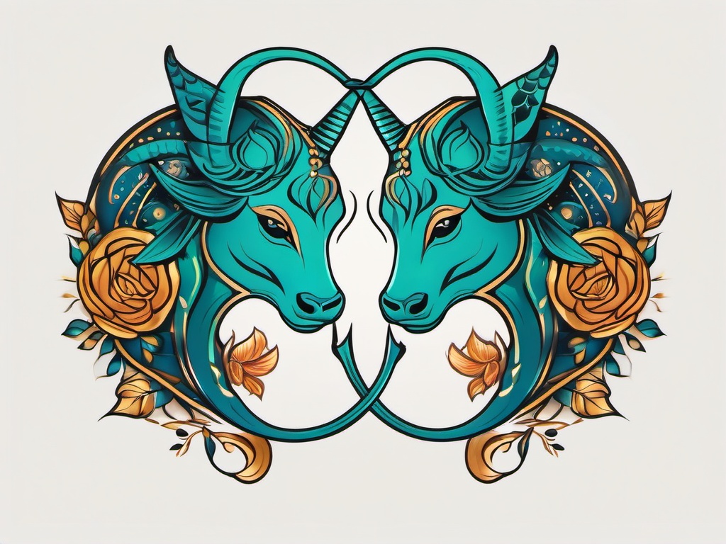 pisces and taurus tattoo  simple vector color tattoo