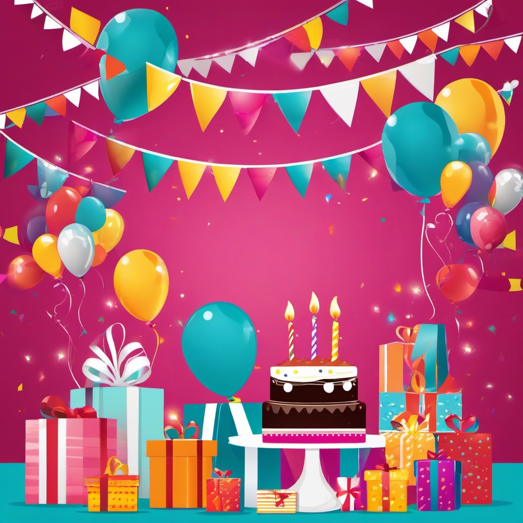 Birthday Invitation clipart - Vibrant birthday party invitation, ,vector color clipart,minimal