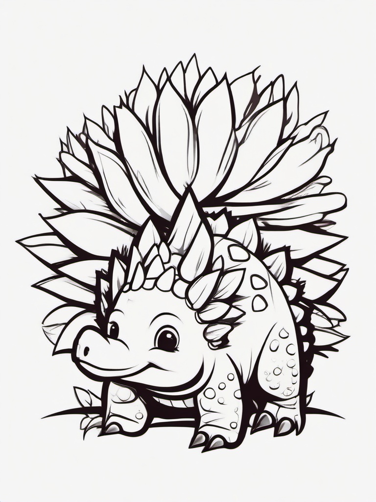 Cute Stegosaurus Tattoo - Highlight the adorableness of a Stegosaurus in a charming and cute tattoo.  simple vector color tattoo,minimal,white background