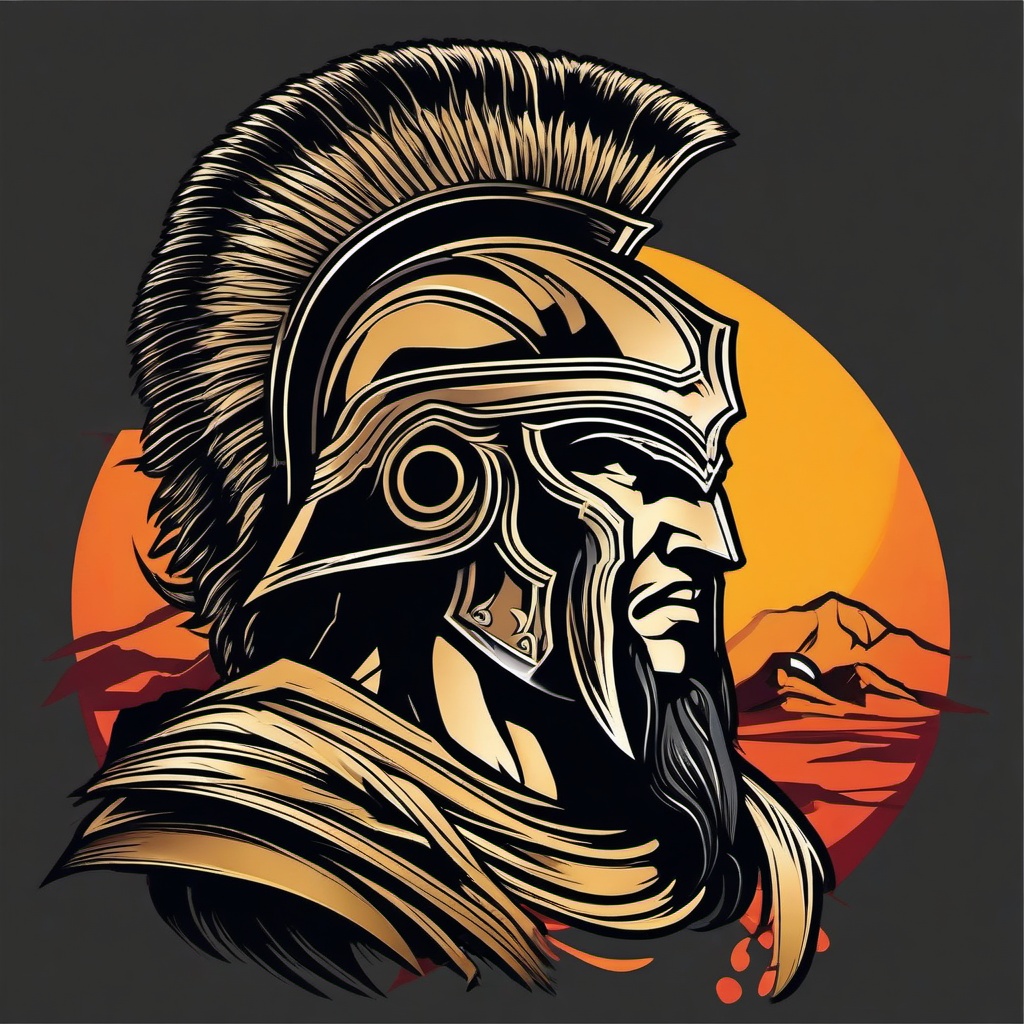 spartan with lion tattoo  simple vector color tattoo