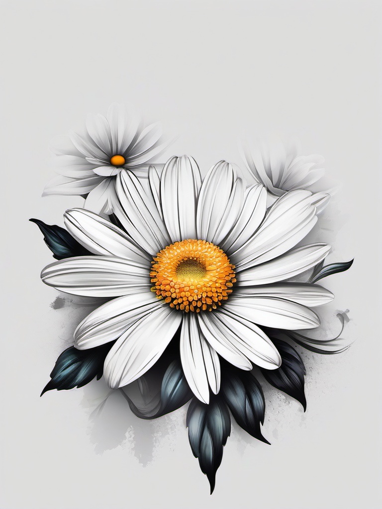 Simple Daisy Flower Tattoo-Preference for simplicity and elegance with a simple daisy flower tattoo, capturing the timeless beauty of the bloom.  simple vector color tattoo